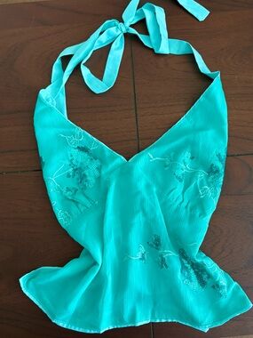 Turquoise Beaded Top